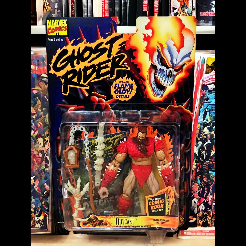 1996 MARVEL COMICS GHOST RIDER-OUTCAST FIGURE By: TOYBIZ w/COMIC BOOK SEALD